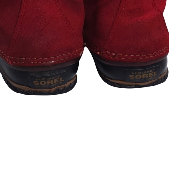 Sorel Women's Out N About Red Waterproof Leather Duck Boots Size 9 - Picture 7 of 10